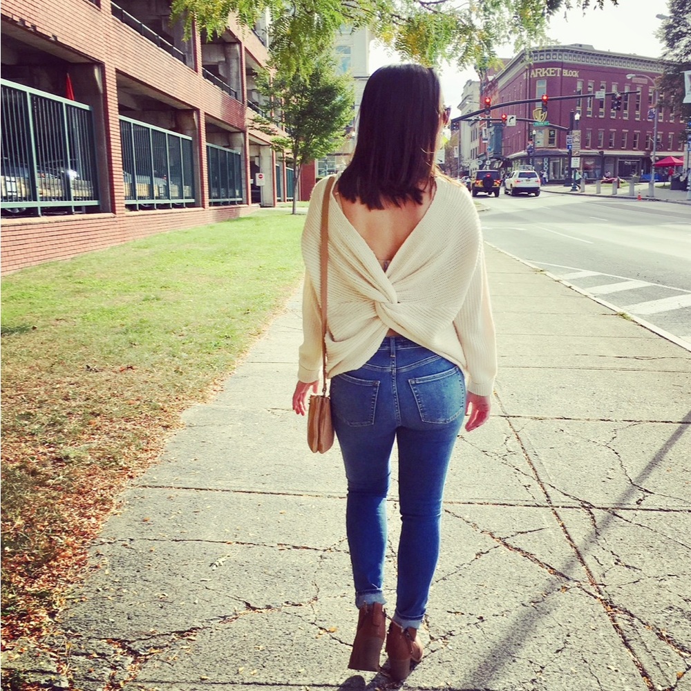 Open twist back sweater